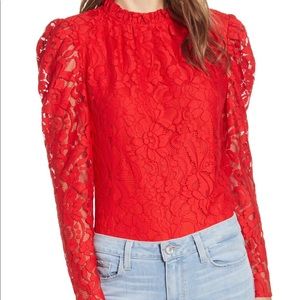 Rachel Parcel Red lace blouse